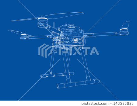drone blueprint illustration. Vector 143553883