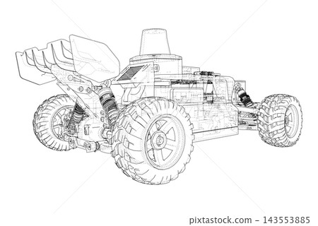 remote control car wireframe illustration. Vector remote control car wireframe illustration. Vector 143553885