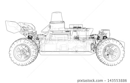 wireframe remote control car illustration. Vector wireframe remote control car illustration. Vector 143553886