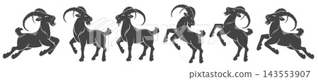 Goat Silhouette Pose set Goat Silhouette Pose set 143553907