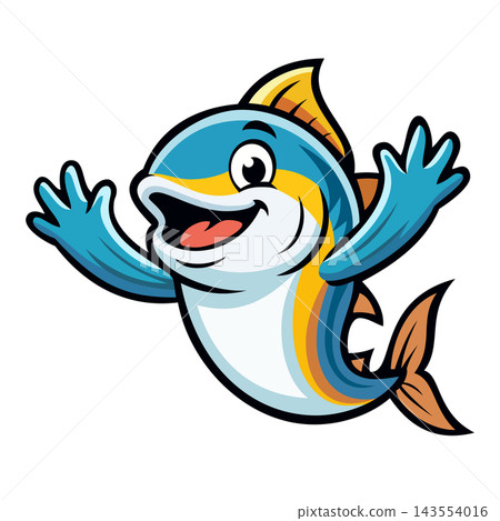 cartoon tuna fish mascot logo 143554016