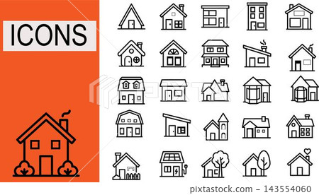 Collection of House Icons - Home & Real Estate Vector Symbols Collection of House Icons - Home & Real Estate Vector Symbols 143554060