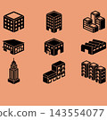 Isometric Building Icons Collection - Urban Architecture Vector Set 143554077
