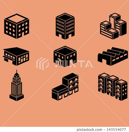 Isometric Building Icons Collection - Urban Architecture Vector Set Isometric Building Icons Collection - Urban Architecture Vector Set 143554077