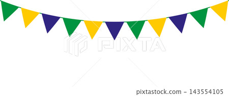 Simple curved garland in Brazilian flag colors with generous copy space. PNG. Vector 143554105
