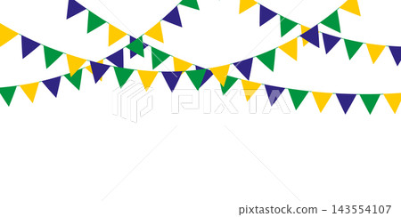 Brazil color pennant bunting garlands, isolated on transparent background. Copy space. PNG. Vector Brazil color pennant bunting garlands, isolated on transparent background. Copy space. PNG. Vector 143554107