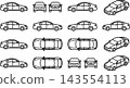 Car Icons Vector Set: Outline Vehicles from Multiple Angles 143554113