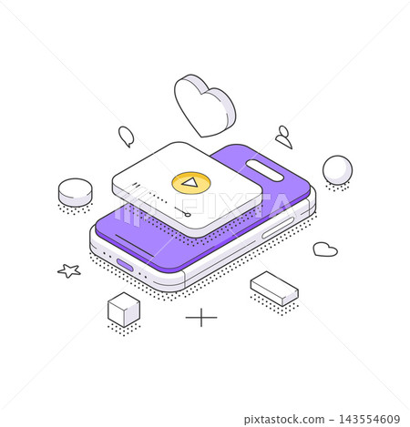Mobile Donation And Social Media Like Button Isometric Vector Illustration For Application Mobile Donation And Social Media Like Button Isometric Vector Illustration For Application 143554609