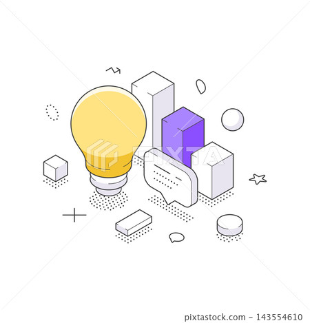 Creative Idea And Innovative Business Strategy Solution Isometric Vector Illustration Concept Art 143554610