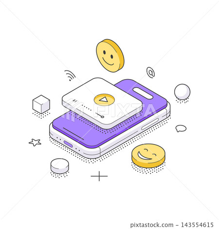 Mobile App Rating And Customer Satisfaction Feedback Isometric Vector Illustration Design 143554615
