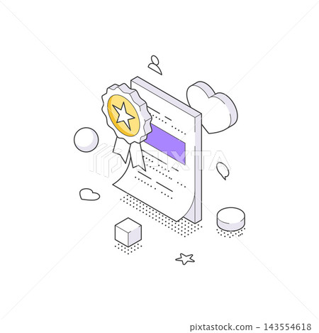 Secure Cloud Data And Certified Digital Document Isometric Vector Illustration Concept Secure Cloud Data And Certified Digital Document Isometric Vector Illustration Concept 143554618