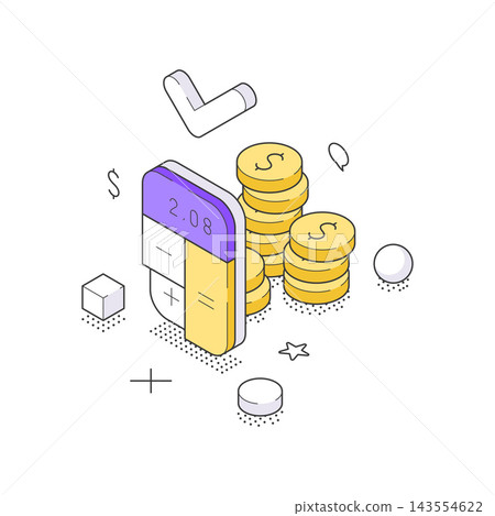 Financial Calculation And Budget Accounting Service Isometric Vector Illustration For Business 143554622
