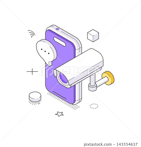 Mobile Phone Surveillance And Security Camera System Isometric Vector Illustration Design Mobile Phone Surveillance And Security Camera System Isometric Vector Illustration Design 143554637