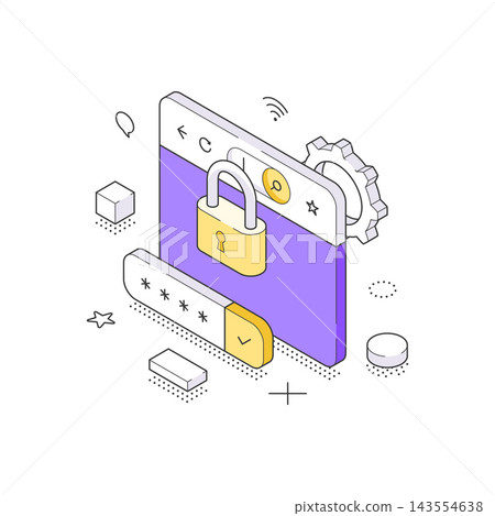 Secure Account Login And Password Protection Settings Isometric Vector Illustration Service 143554638