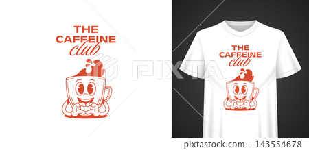 Caffeine Club Coffee Cartoon Vector Template For T Shirt Print Design Caffeine Club Coffee Cartoon Vector Template For T Shirt Print Design 143554678