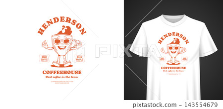 Cool Sunglasses Coffeehouse Cartoon Vector Template For T Shirt Print Design Cool Sunglasses Coffeehouse Cartoon Vector Template For T Shirt Print Design 143554679