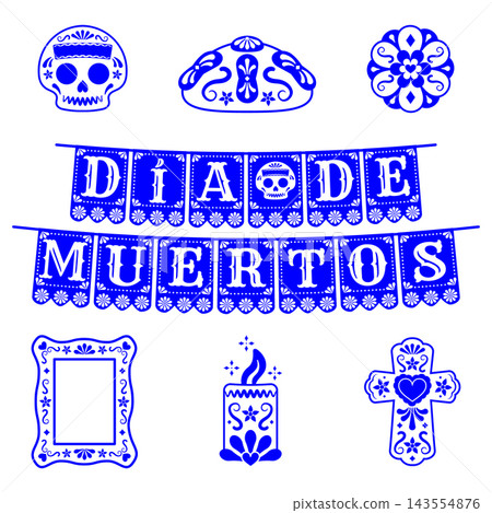 Mexican Talavera style vector set for Day of the Dead Celebration Mexican Talavera style vector set for Day of the Dead Celebration 143554876
