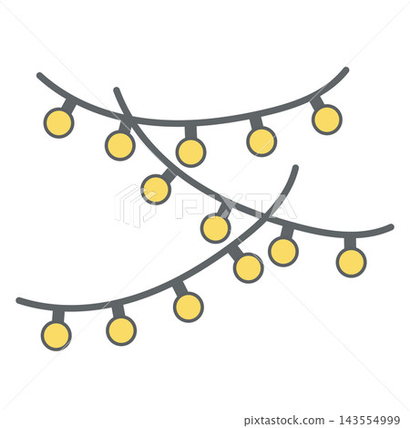 A festive string garland featuring bright light bulb items for an outdoor party decoration. 143554999