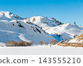 Winter snowy landscape of Colle della Maddalena pass in the Italian Alps. 143555210