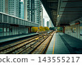 An urban landscape view from a metro station in Vienna, Austria, on a cloudy autumn day. 143555217