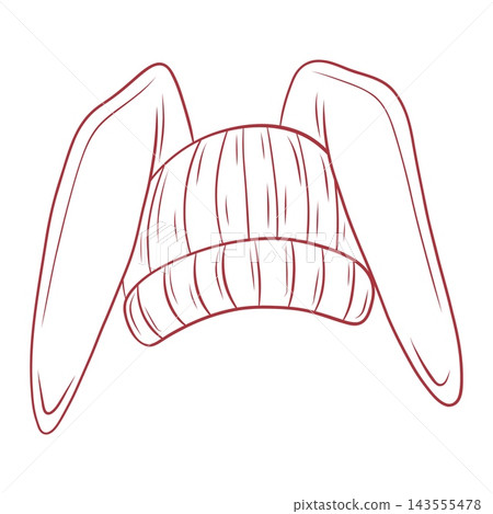 Vector illustration of a knitted winter hat with long bunny ears Vector illustration of a knitted winter hat with long bunny ears 143555478