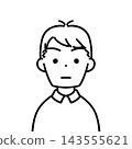 Icon of a man with a side parting, serious expression, bust-up, line drawing. 143555621