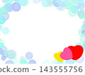 A frame with three-colored hearts and light blue and green polka dots. A frame with three-colored hearts and light blue and green polka dots. 143555756