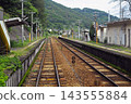 A rural train station, railway tracks, JR Tsuyama Line Makiyama Station 143555884