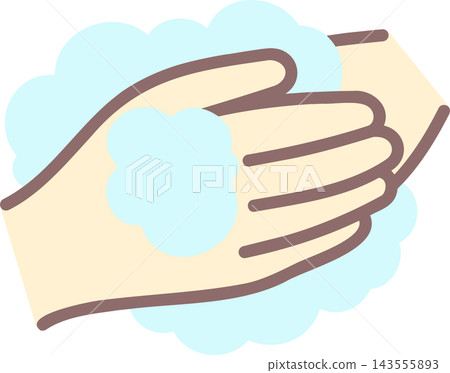 用肥皂洗手的示意圖。 用肥皂洗手的示意圖。 143555893