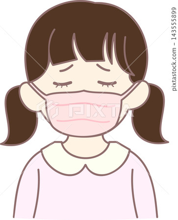 An illustration of a girl wearing a mask and feeling unwell. An illustration of a girl wearing a mask and feeling unwell. 143555899