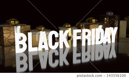 Black Friday Sale with Elegant Gold Gift Boxes 3d render. Black Friday Sale with Elegant Gold Gift Boxes 3d render. 143556100