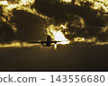 An autumn evening, a plane taking off from Sendai Airport, photographed from location #27, in Natori City, Miyagi Prefecture. 143556680
