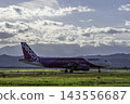 Sendai Airport in autumn: Airplane taxiing, from 27 at dusk, Natori City, Miyagi Prefecture. 143556687