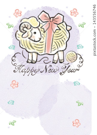 2027新年賀卡,羊年,水彩,手繪,英文,模板,毛線球,時尚設計 2027新年賀卡,羊年,水彩,手繪,英文,模板,毛線球,時尚設計 143556746