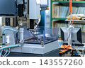 Factory machinery. Manufacturing, processing, metal, NC, machining, drilling, manufacturer, cutting, drilling, products, industry, small factory, industrial. 143557260