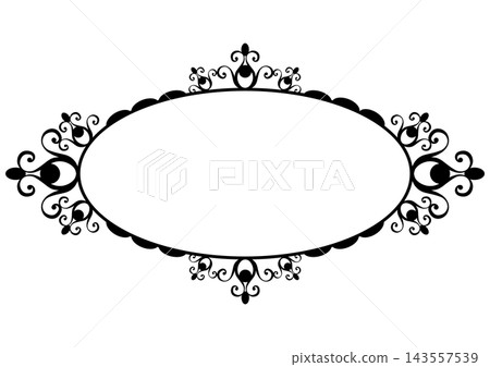 An elegant antique-style decoration and a horizontal oval frame for weddings, featuring a classic arabesque pattern. An elegant antique-style decoration and a horizontal oval frame for weddings, featuring a classic arabesque pattern. 143557539