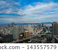 Looking down on the city from the upper floors of a building in Nakanoshima, Osaka. 143557579