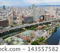 Looking down on the city from the upper floors of a building in Nakanoshima, Osaka. 143557582