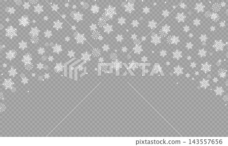 Frosty snowflakes falling on transparent background winter vector snowfall for christmas snow scene. Frosty snowflakes falling on transparent background winter vector snowfall for christmas snow scene. 143557656