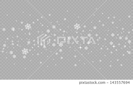 Frosty snowflakes falling on transparent background winter vector snowfall for christmas snow scene. 143557694