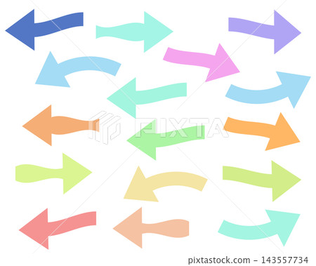 Pastel-colored hand-drawn style arrow set Pastel-colored hand-drawn style arrow set 143557734