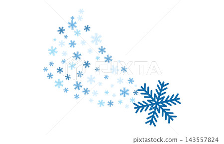 Christmas background. Abstract shining blue snowflake falling on white background 143557824