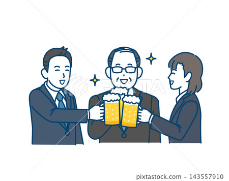 辦公室職員聚會喝酒的插圖 辦公室職員聚會喝酒的插圖 143557910