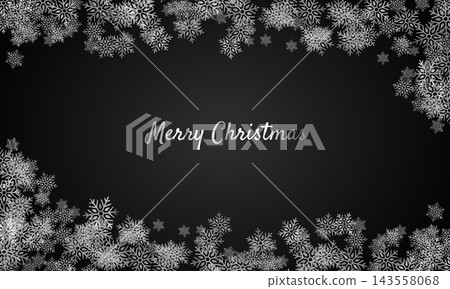 Elegant christmas background with silver snowflakes. Merry christmas festival decorative snowflakes confetti background 143558068