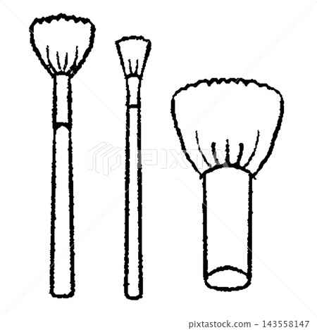 Line drawing of a makeup brush set Line drawing of a makeup brush set 143558147