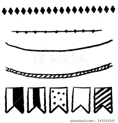 Simple hand-drawn lines and material set Simple hand-drawn lines and material set 143558387