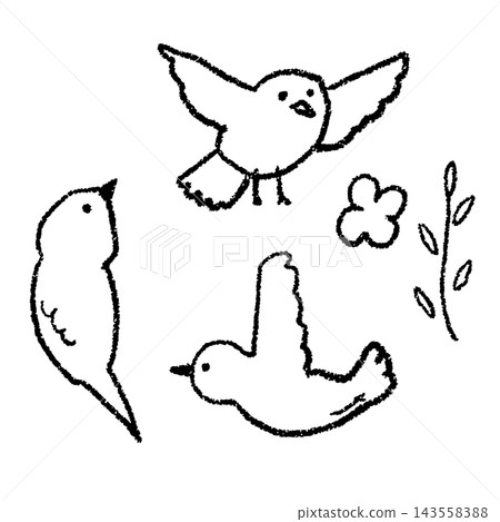 Simple hand-drawn line art vector illustration of a small bird Simple hand-drawn line art vector illustration of a small bird 143558388
