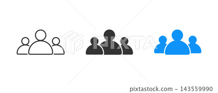 People group and community icons set in outline, black silhouette, and blue flat vector style for business teamwork, user profile, community profile picture icon, group icon. People group and community icons set in outline, black silhouette, and blue flat vector style for business teamwork, user profile, community profile picture icon, group icon. 143559990