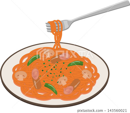Neapolitan spaghetti with a fork Neapolitan spaghetti with a fork 143560021