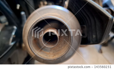 Motorcycle Exhaust Pipe Tailpipe Rear View Motorcycle Exhaust Pipe Tailpipe Rear View 143560231